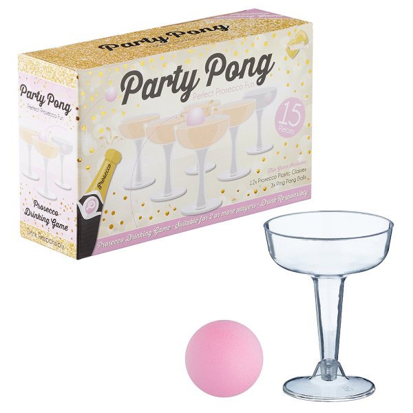 Prosecco Party Pong, Bälle mit Gläser, 15er Set - Trink Spiele, Party Spiele