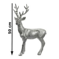 Deko Hirsch, silber, H: 50 cm - Skulptur Hirsch, Hirsch,...