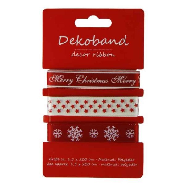 3er Set Geschenkband Weihnachten - tolles Dekoband, Schleifenband, Zierband für Weihnachten