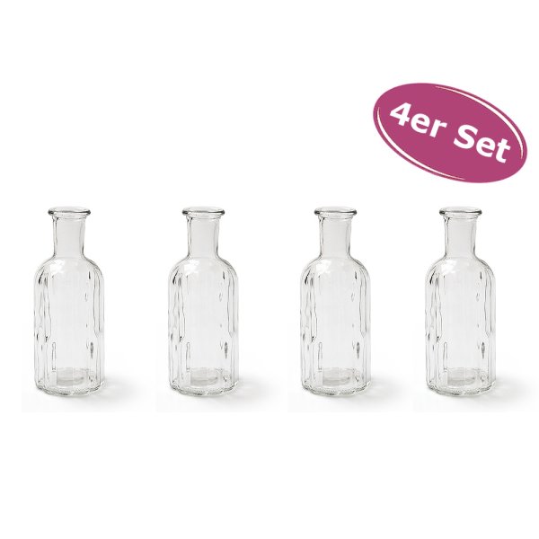 4er Set Glasflaschen Norinne Größe L - kleine Vase, Tischdekoration, Glasvasen, Landhaus