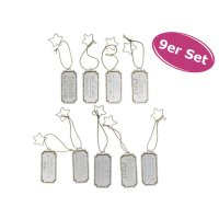 9er Set Geschenkanhänger aus Holz  (Weihnachten...