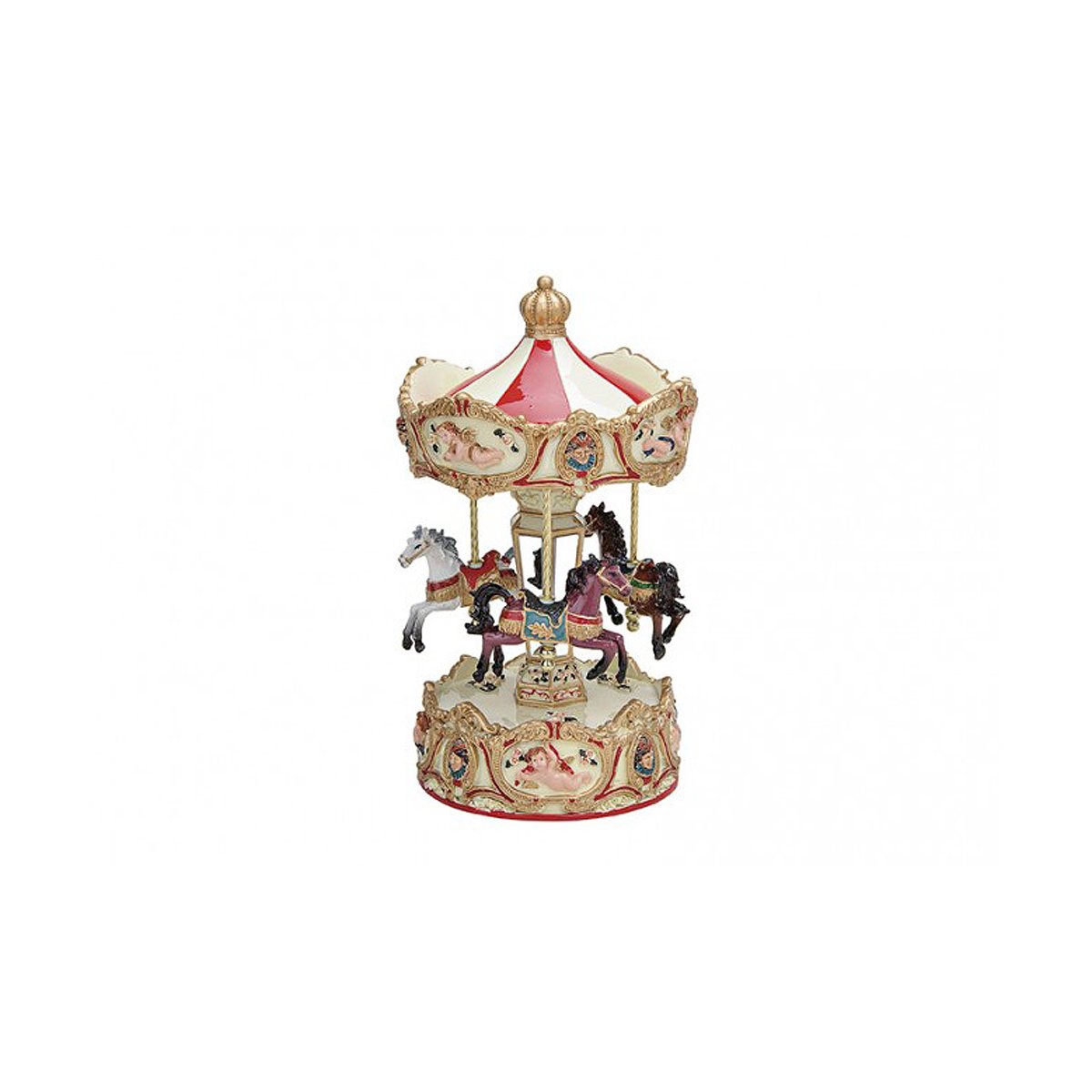 Spiel Uhr Karusell Pferd Musik bemalt H.20cm Nostalgie Geschenk vintage Dekor. 