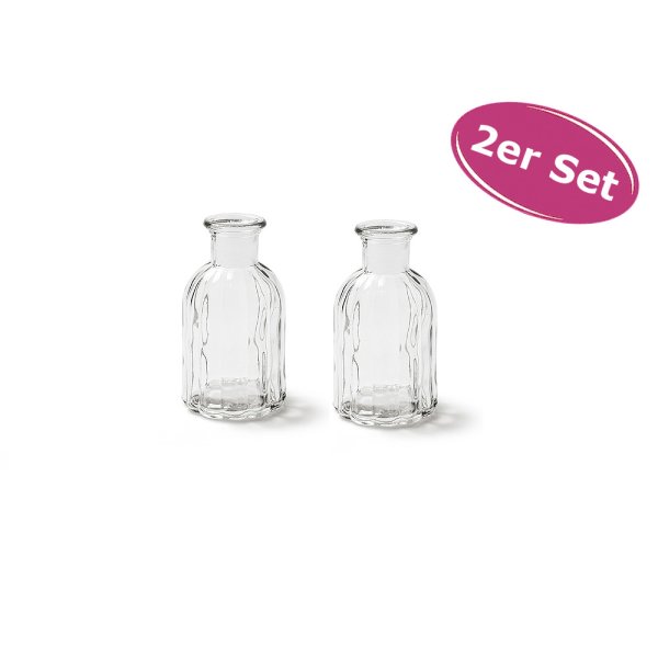 2er Set Glasflaschen "Norinne" Größe S - kleine Vase, Tischdekoration, Glasvasen, Landhaus