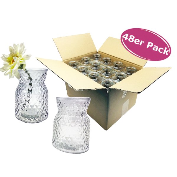 Glasvase Posh, kleine Vase, H: 10,5 cm, 48 Stück im Karton - kleine Vasen, Blumenvase, Tischdekoration, Deko Hochzeit