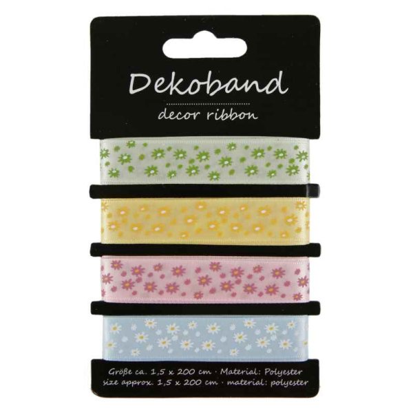 4er Set Geschenkband Blumen - tolles Dekoband, Schleifenband, Zierband