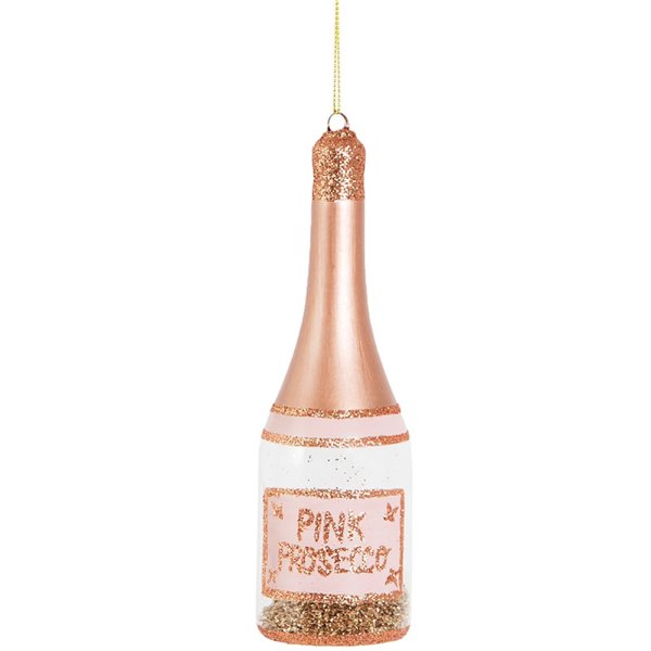 Baumschmuck "Pink Prosecco" - Baumkugel Sektflasche, Weihnachtsdeko, Christbaumkugel