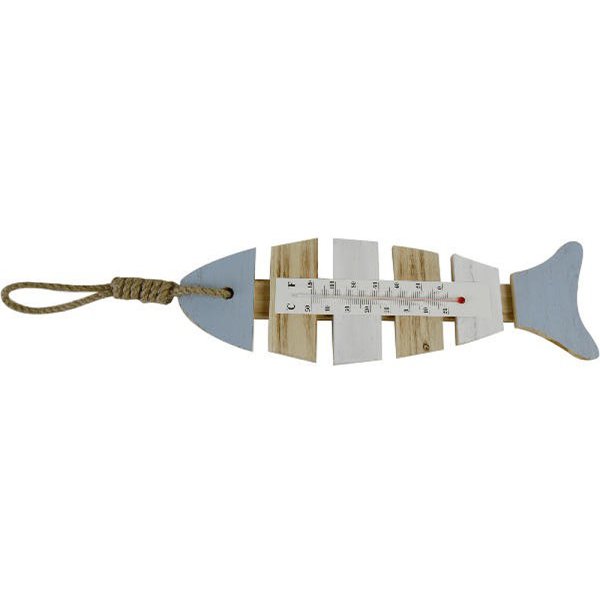Holz Thermometer Fisch - Außenthermometer / Innenthermometer, Gartendeko, Deko maritim, Shabby Look