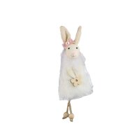 Hängedeko Hase mit Blume in creme H: 17 cm -...