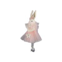 Hängedeko Hase mit Blume und Tüll in rosa H:17...