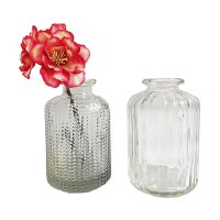 2er Set Glasflaschen "Jazz" klar - kleine Vase, Blumenvase Tischdekoration, Glasvasen, Landhaus
