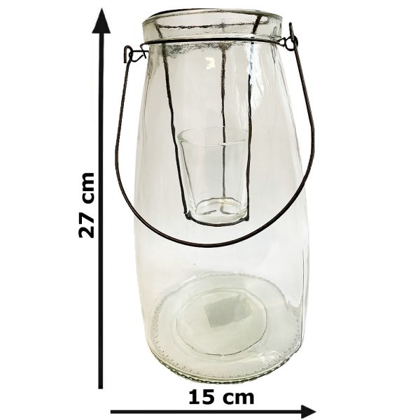 Vase "Roan" H: 27 cm, Glasvase - Glasflasche, Tischdekoration, Laterne, Landhaus