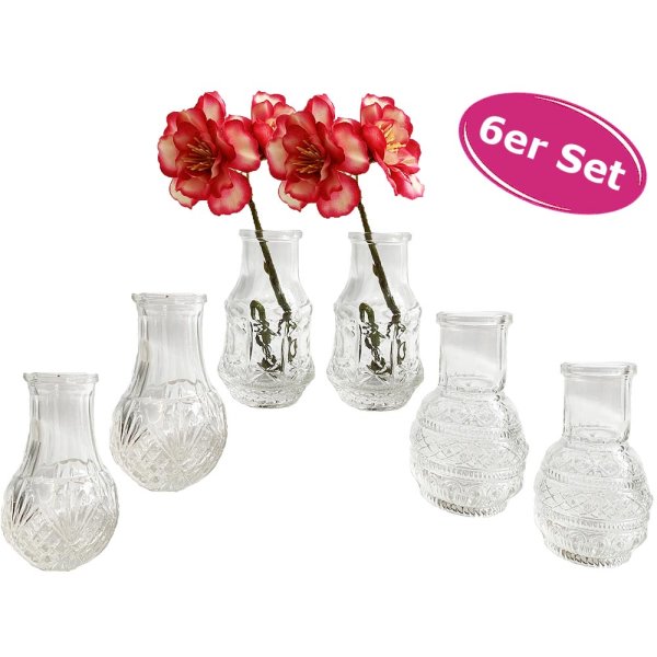 Kleine Vase "Petite" XS, 6er Set  - Glasflasche, Tischdekoration, Glasvasen, Landhaus