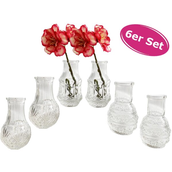 Kleine Vase "Petite" XS (6er Set) - Glasflasche, Tischdekoration, Glasvasen, Landhaus, Hochzeit, Deko Geburtstag