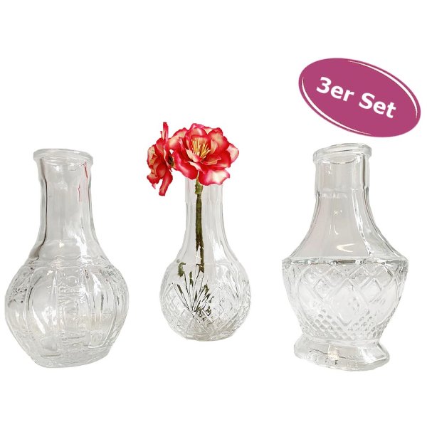 Kleine Vase Petite S, 3er Set  - Glasflasche, Tischdekoration, Glasvasen, Landhaus