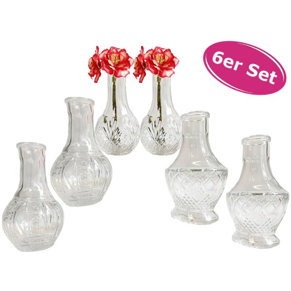 Kleine Vase Petite S, 6er Set  - Glasflasche, Tischdekoration, Glasvasen, Landhaus