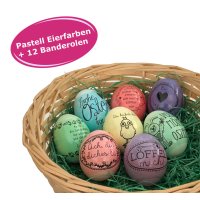 Pastell Eierfarben + Dekorbanderole - Osterei, Eierfärben, Osterdeko, Eierfarbe, Oster Nest, Eier färben