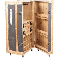 Bar Koffer Schrankkoffer im Vintage Look, Stoff -...