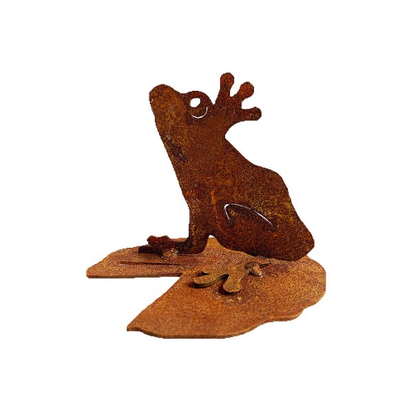 Dekofigur Frosch auf Seerosenblatt im Rost Design, Rostfigur für den Garten, Gartendeko, Metalldeko