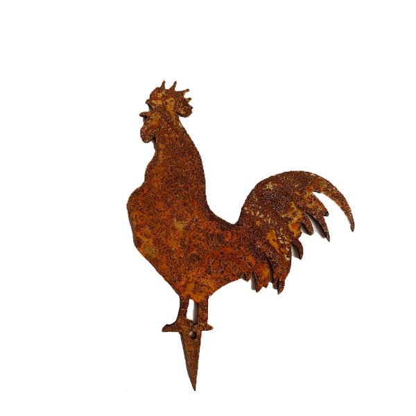 Gartenstecker Hahn im Rost Design H: 8,5 cm - Rostfigur Gockel für den Garten, Gartendeko, Metalldeko
