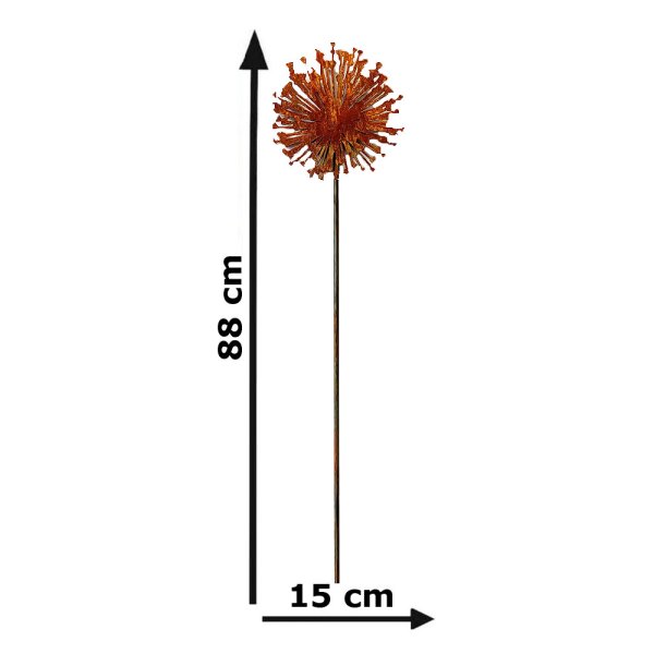Gartenstecker Allium (Zierlauch) im Rost Design - Rostfigur für den Garten, Gartendeko, Metalldeko