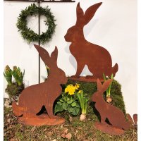 Rostfigur Hase auf Standplatte im Rost Design H: 25cm,...