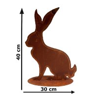 Rostfigur Hase auf Standplatte im Rost Design H: 40cm,...