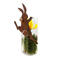 Rostfigur Hase zum Einhängen H: 21cm - Osterhase für den Garten im Rost Design, Frühlingsdeko, Ostern