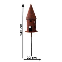 Gartenstecker Vogelhaus gross im Rost Design H: 45 cm -...