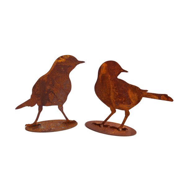 2er Set Amsel auf Platte im Rost Design, Rostfigur für den Garten, Gartendeko, Metalldeko