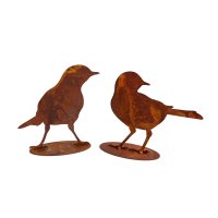 2er Set Amsel auf Platte im Rost Design, Rostfigur...