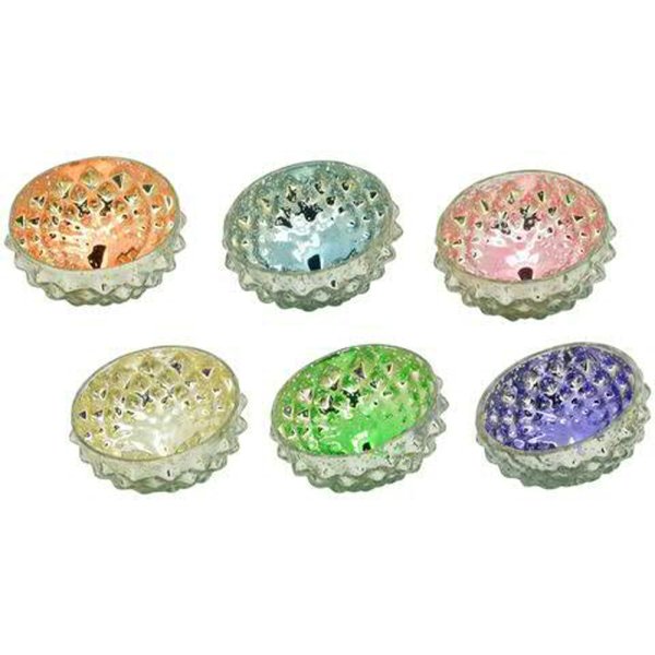 Glas Schwimmschale pastellmix rund, 6er Set - Schwimmkerzen, Tischdeko, Teelichthalter schwimmend