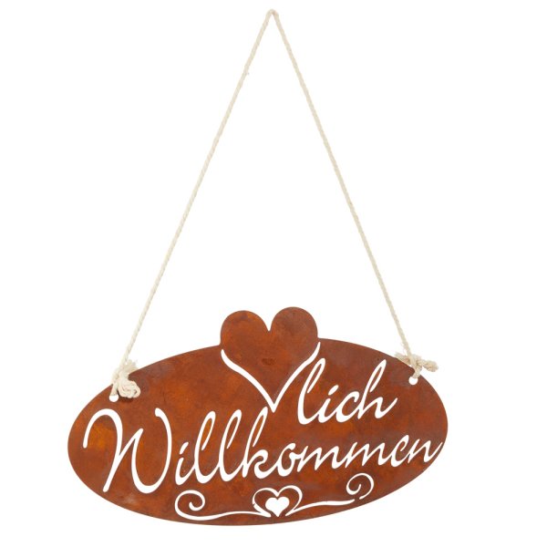 Schild "Willkommen" Rost Design als Willkommensschild, Rostdeko, Türdeko