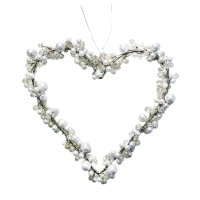 Drahtherz / Perlenherz, white Pearls zum Aufhängen - Herz...