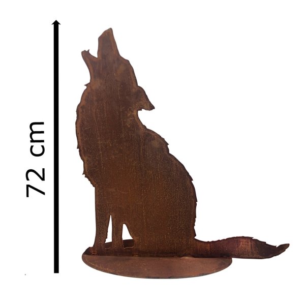 Gartendeko heulender Wolf, H: 72cm im Rost Design, Rostfigur für den Garten