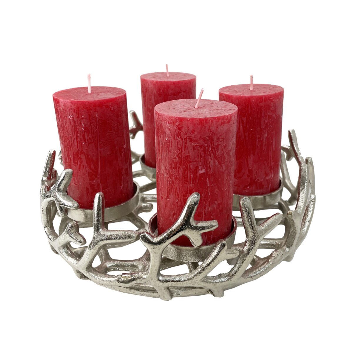 Adventskranz Zweige aus Metall silber (D: 29 cm)
