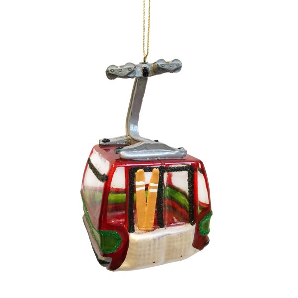 Baumschmuck Skigondel, beleuchtet - Baumkugel Seilbahn, Weihnachtsdeko, Christbaumkugel