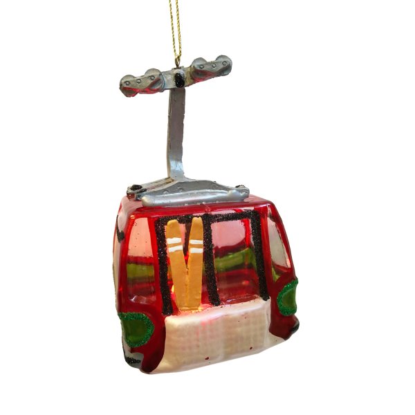 Baumschmuck Skigondel, beleuchtet - Baumkugel Seilbahn, Weihnachtsdeko, Christbaumkugel
