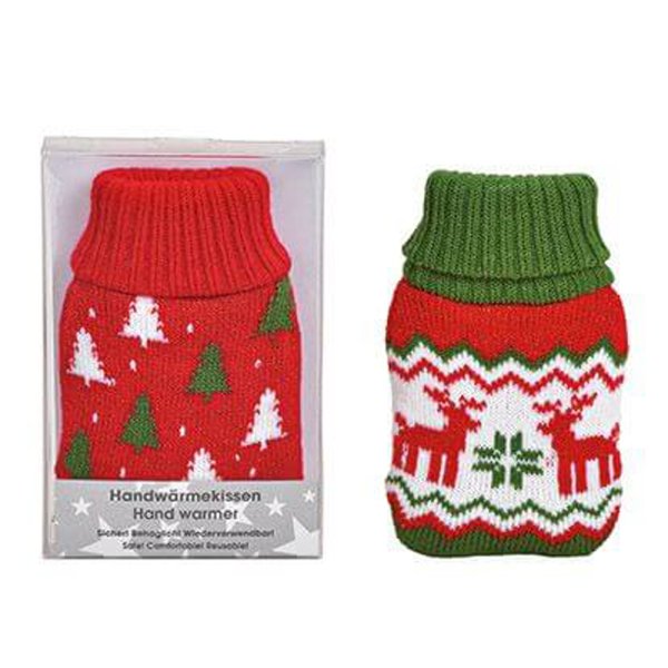 Taschenwärmer Winterwald mit Strickbezug, 2er Set - Handwärmer wiederverwendbar, Wichtelgeschenk