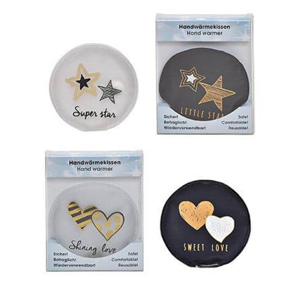 Taschenwärmer Love Star, 4er Set - Handwärmer wiederverwendbar, Wichtelgeschenk