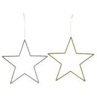 2x Deko Stern Gr. L (33cm), gold & silber Weihnachtsstern zum Aufhängen, Weihnachtsschmuck, Adventsdeko, Fensterdeko
