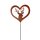 Gartenstecker im Rost Design Hirsch im Herz mit Stab - Rostfigur für den Garten, Dekofigur
