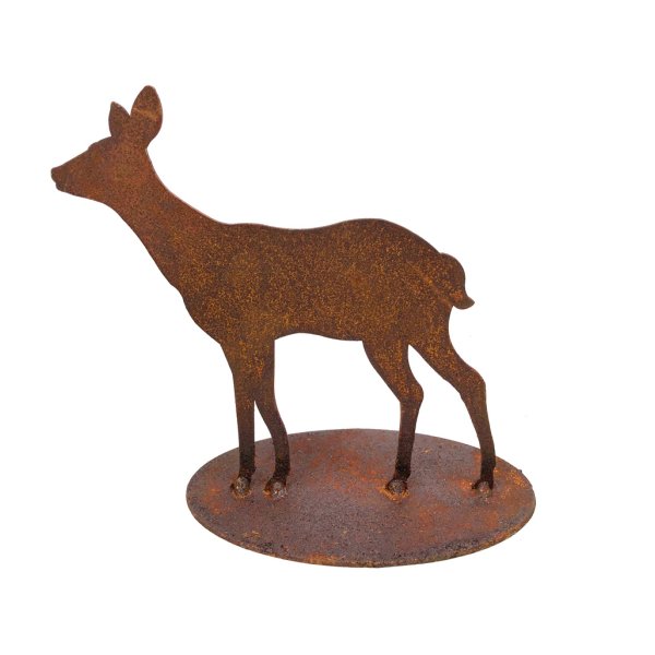 Dekofigur im Rost Design Reh, H: 15 cm - Rostfigur für den Garten, Gartendeko