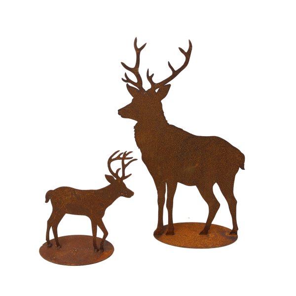 Rost Figuren Set Hirsch groß & klein - Rostfigur für den Garten, Gartendeko