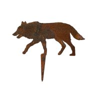 Wolf Blumenstecker im Rost Design, Rostfigur für den...