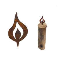 Kerzenflamme mit Spieß, H: 10 cm, Rostdeko, Rost Flamme, Deko Brennholz, Advent
