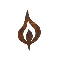 Kerzenflamme mit Spieß, H: 10 cm, Rostdeko, Rost Flamme, Deko Brennholz, Advent
