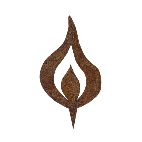 2er Set Kerzenflamme mit Spie, H: 10 cm +15 cm, Rostdeko, Rost Flamme, Deko Brennholz, Advent