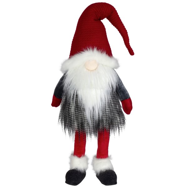 Großer Wackelgnom, rot grau, Wichtel 65 cm - Weihnachts Deko, Weihnachtswichtel, Zwerg