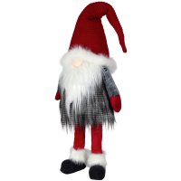 Großer Wackelgnom, rot grau, Wichtel 65 cm - Weihnachts Deko, Weihnachtswichtel, Zwerg