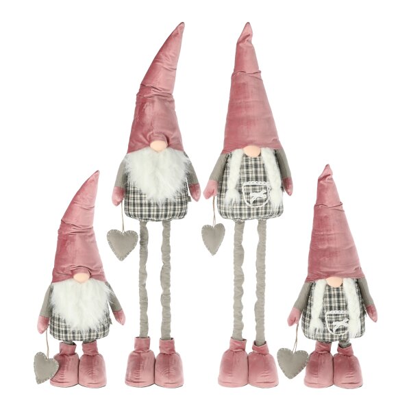 Wichtel mit Herz und Teleskopbeinen (2er Set) 55-80 cm, Santa und Wichtelfrau - Weihnachts Deko, Weihnachtswichtel, Zwerg
